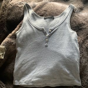 Brandy Melville light blue striped tank top with buttons